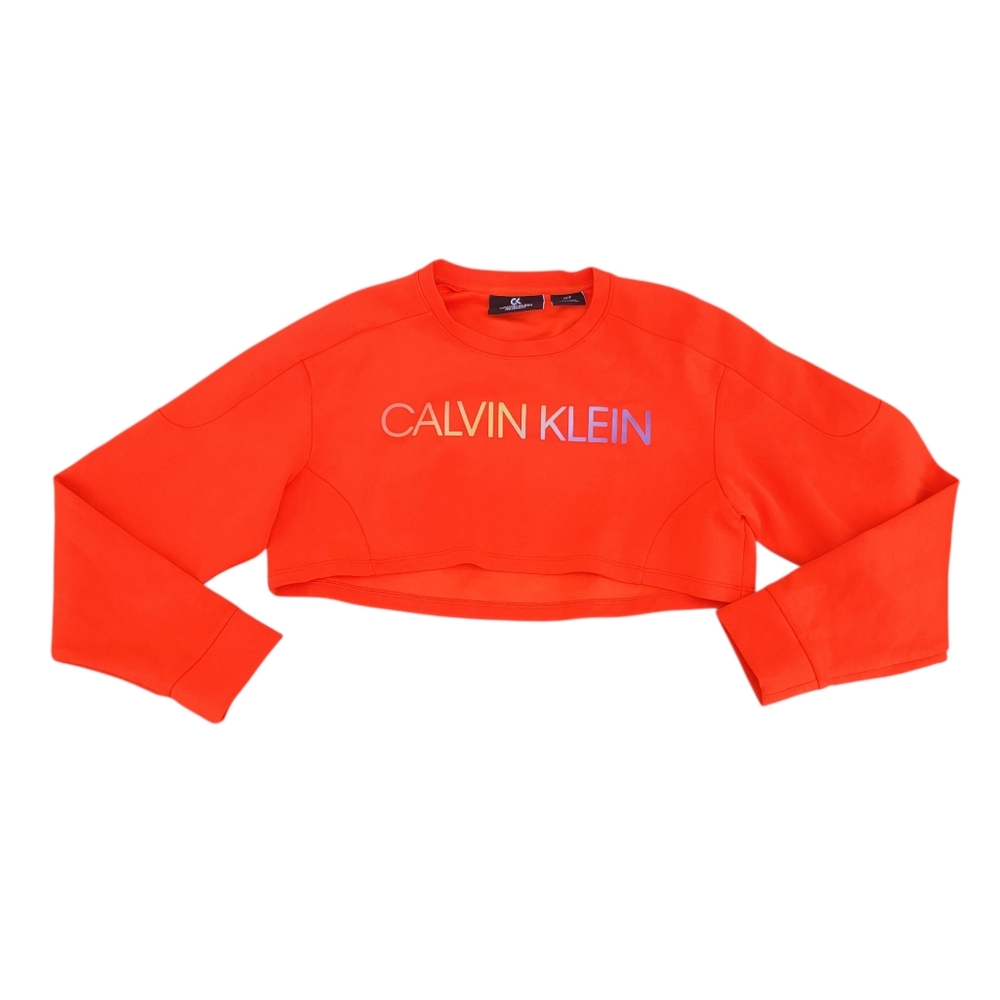 EUC Calvin Klein Red Orange Cropped Sweatshirt